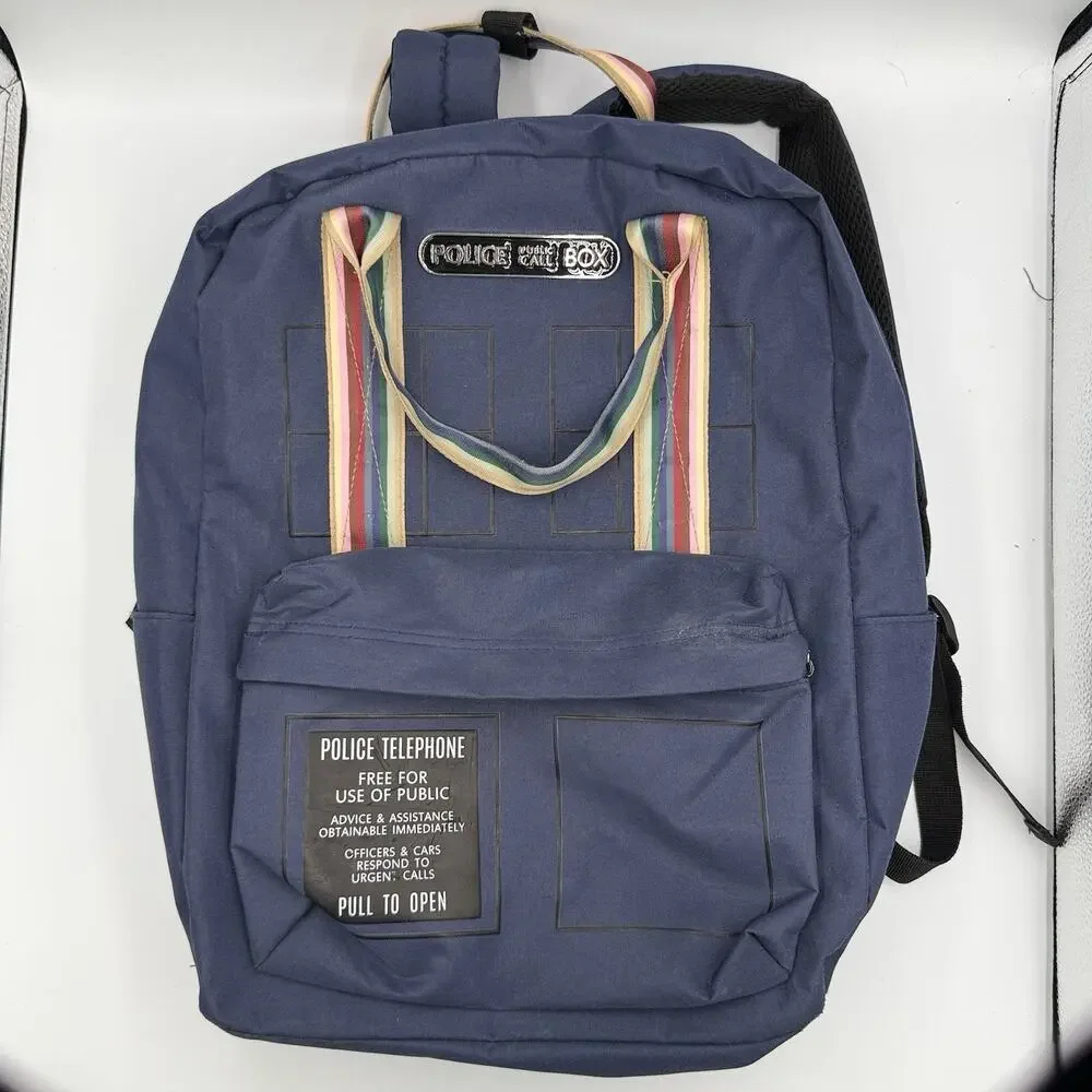 Doctor Who TARDIS Backpack BBC 2019 Blue Police Box Rainbow Trim Licensed